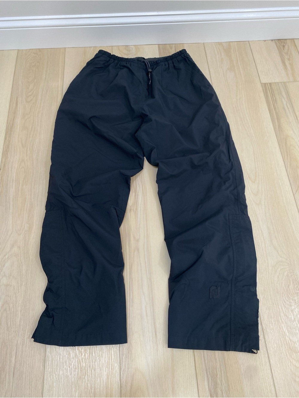 FootJoy DryJoys Rain Golf Pants Men’s M Black Wind Waterproof Drawstrings